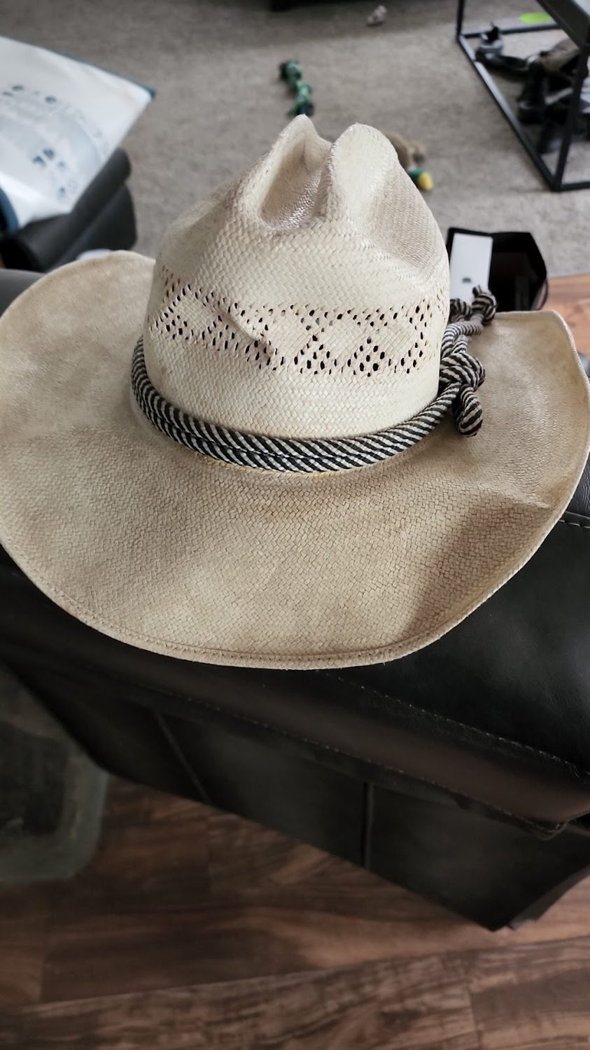 Cowboy hats on the wall at R Ranch Enterprises in Caldwell, Idaho